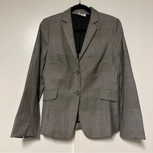Akris Punto Wool Mix Pattern Check Gray Office Wear Button Front Blazer Size 10